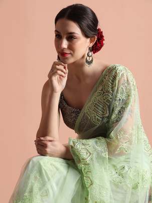 Embroidered Net Party Wear Saree