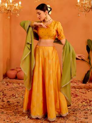 Festive Embellished Lehenga with Blouse and Dupatta